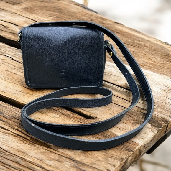 Vintage Longchamp Black Leather Equestrian Mini Crossbody Bag Made in France - Picture 1 of 9